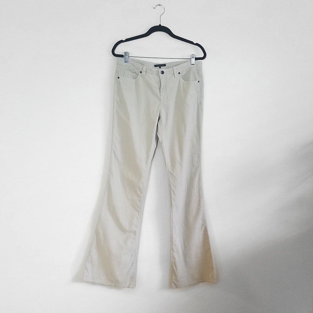 Theory Corduroy Flare Pants Cream Mid-Rise